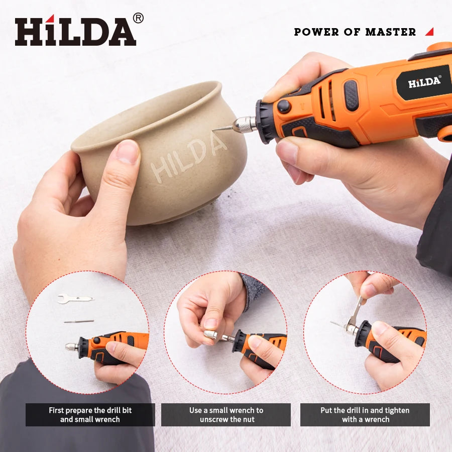HILDA Engraver Electric Drill Engraving Dremel Rotary Tool Machine With Flexible Shaft New Style Variable Speed Mini Drill