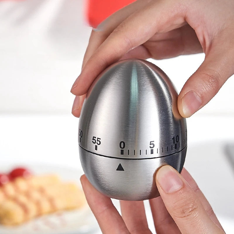 BasinzKitchen timer, stainless steel egg shaped countdown timer, mechanical alarm clock, cooking tools and supplies