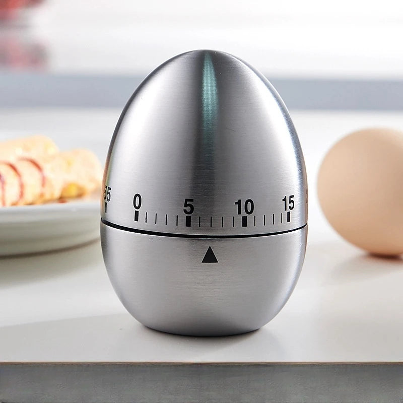 BasinzKitchen timer, stainless steel egg shaped countdown timer, mechanical alarm clock, cooking tools and supplies