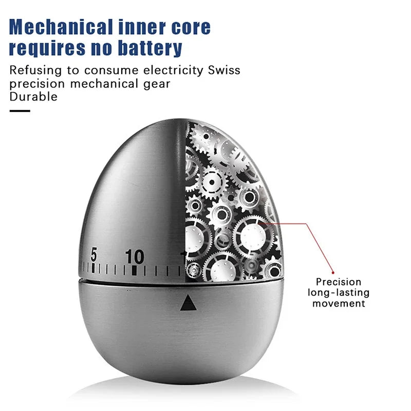 BasinzKitchen timer, stainless steel egg shaped countdown timer, mechanical alarm clock, cooking tools and supplies