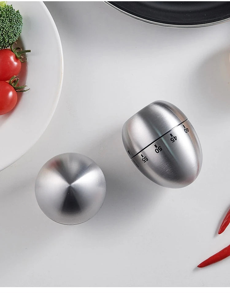 BasinzKitchen timer, stainless steel egg shaped countdown timer, mechanical alarm clock, cooking tools and supplies