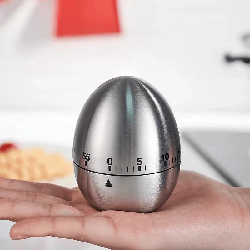 BasinzKitchen timer, stainless steel egg shaped countdown timer, mechanical alarm clock, cooking tools and supplies